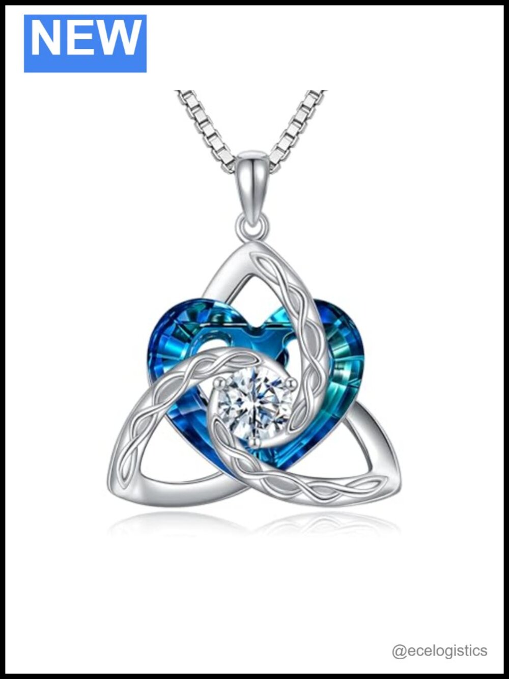 Celtic Knot Necklace 925 Sterling Silver Crystal Pendant Irish Jewelry
